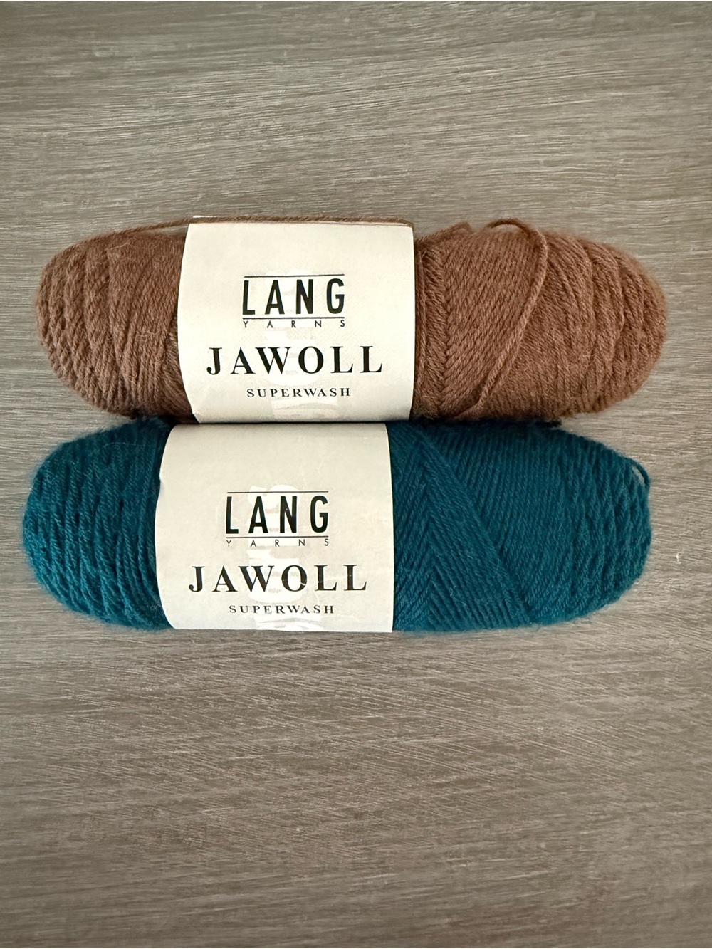 Lang Yarns Jawoll Superwash Wool Skeins - Teal and Brown